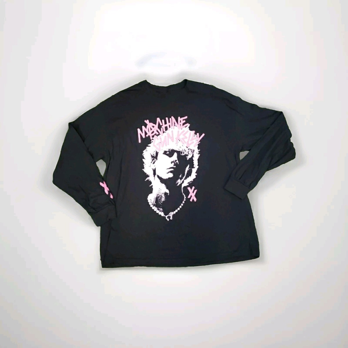 MGK Machine Gun Kelly Shirt XL Black Graphic Pink Portrait XX Long