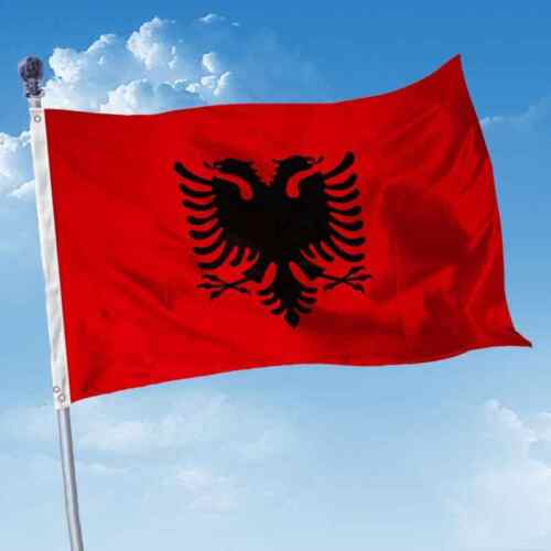 NEUF DRAPEAU ALBANIE ALBANAIS 3x5ft neuf qualité supérieure fade résistance drapeau us vendeur - Photo 1 sur 3