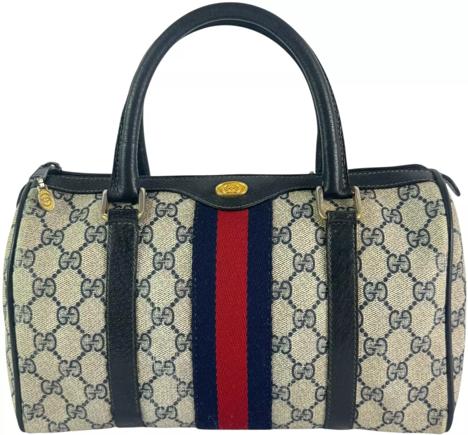 GUCCI Accessoire Collection Toile Bleu Marine Supreme Boston Sacoche Sherry Line