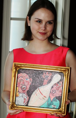 Expressionist Oil Painting Mixed Media Outsider Art BOWLING BALL PINS Framed WOW - Picture 4 of 4