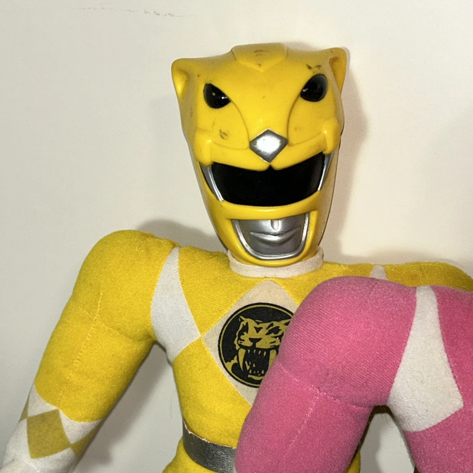 VTG Lot of 3 Saban Power Rangers Plush Action Figures Pink Yellow Blue 1993 - Image 3 of 4
