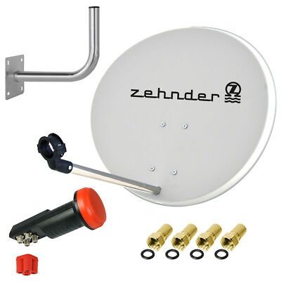 ZEHNDER Digitale Sat Anlage 60 cm Spiegel Opticum QUAD LNB Schüssel + Wandhalter