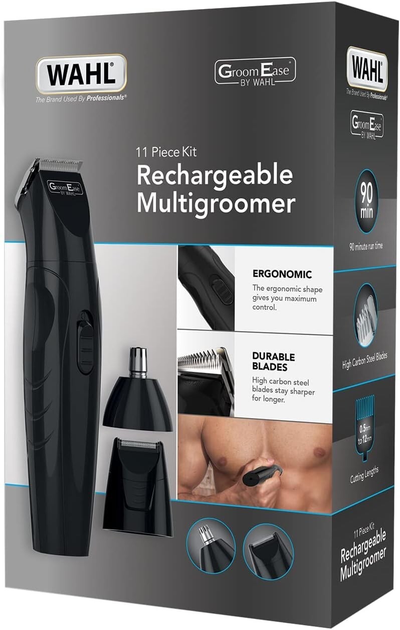 Wahl 9685-417 GroomEase Multigroomer Hair Nose Beard Nasal Trimmer Grooming Kit