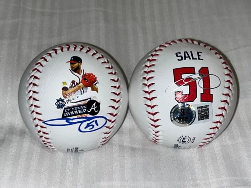 Chris Sale Braves Auto Signed 2024 Cy Young Logo Baseball Beckett Witness Holo