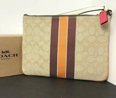 Coach Gallery Pouch Varsity Stripe Pouch Signature Canvas 2633 New