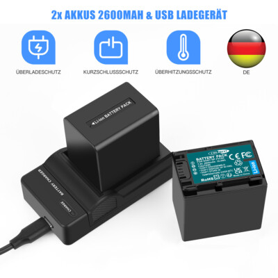 2x 7.4V NP-FV70 Akku & USB Ladegerät Für Sony HDR-CX360 CX370 DCR-DVD103 DVD205