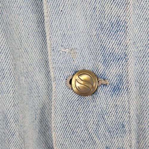Pepsi Jacket Mens Large Distressed Denim Trucker Blue Jean Y2K 90s Coat Relaxed - Picture 7 of 10