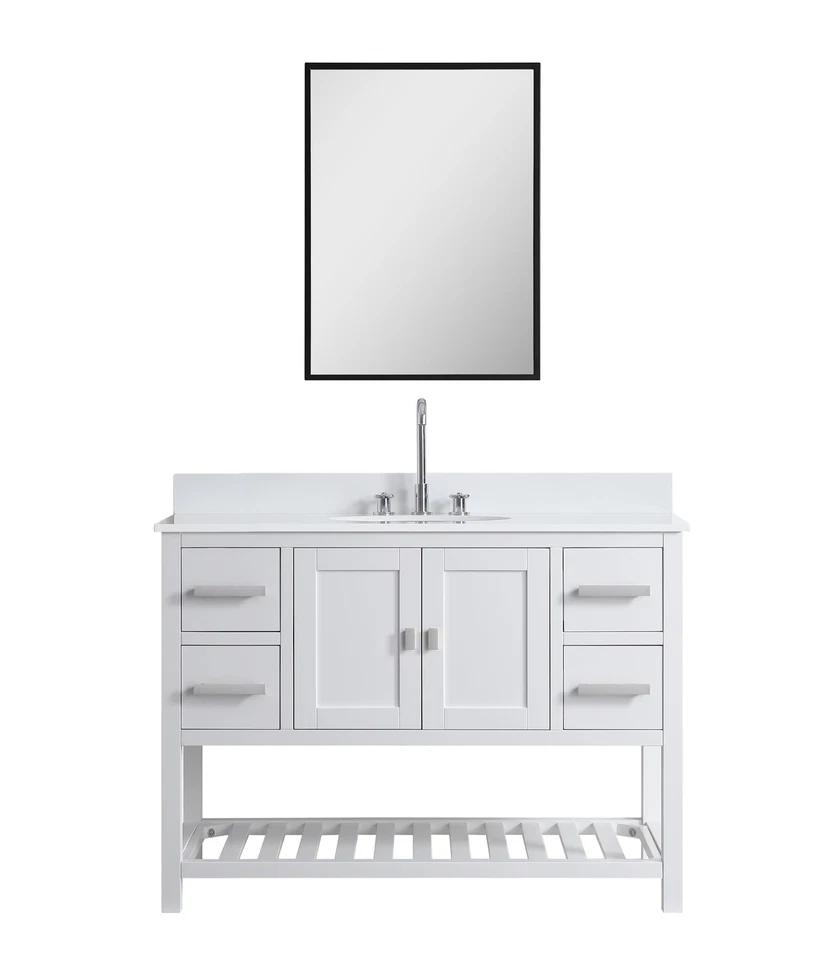 Mueble base tocador de baño Design Element Monaco 48" blanco sin tapa Foto 2 de 4
