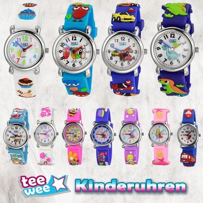 Tee-Wee Kinder Uhr 27mm Quarz Analog Motivwahl Armband bunt Kautschuk UW100X