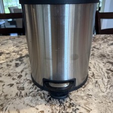 HAPPIMESS Round GALLON Soft-Close Lid Mini Trash Can STAINLESS STEEL