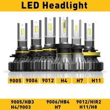 2x H7 LED Headlight Bulb Kit High Low Beam 200W 34000LM Super Bright 6500K White