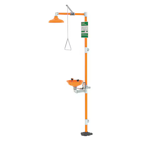 G1902p Shower With Eyewash, Floor Mount, Plastic Bowl,