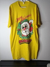 Vintage 90s Nightshirt Nightgown Pajamas OS Long T-Shirt Christmas Santa Cartoon