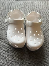 Crocs Sandals Women M7/W9 Hiker Shoes White Wedge Platform Slingback Comfort