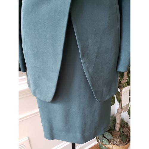 Jones New York 2 Piece Skirt Suit Silk Size 10 Green Single Breasted 2 Button - Picture 15 of 19