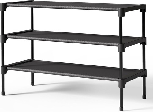 Shoe Rack Organizer 3 Tier Stackable Shoe Shelf Closet Entryway Garage 27.5 Inch - Picture 3 of 9