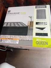 Intex Dura-Beam Pillow Rest Raised Air Mattress with Internal Pump - Gray, Queen