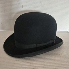 Early Vintage John B. Stetson Black Felt Derby Bowler Hat Felt Size 7
