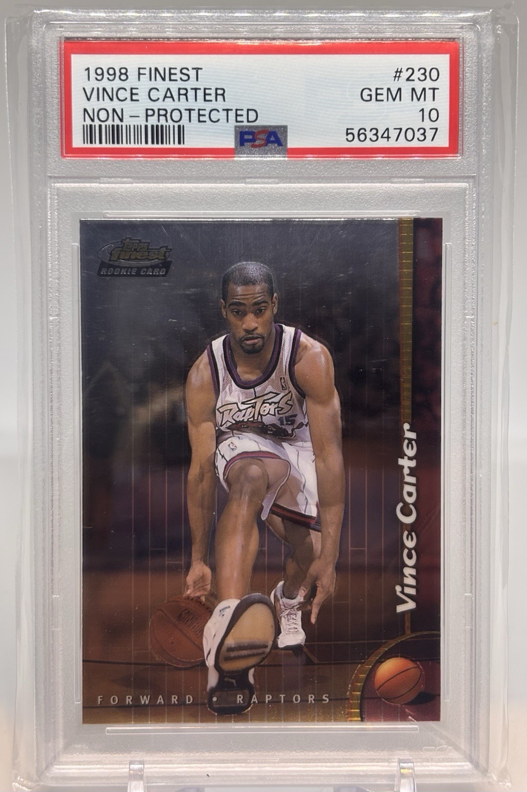 1998-99 Topps Finest Vince Carter RC Rookie #230 NON-PROTECTED PSA 10 GEM MINT