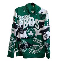 Boston Celtics Youth XL Hoodie Shamrock All Over Print Green NBA