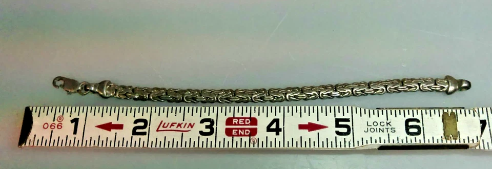 Brazalete de cadena bizantina 925 de plata de ley para hombre 7” – 18 g – Cierre de langosta Foto 3 de 4