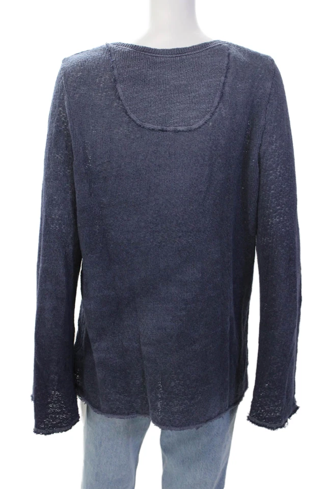 Tyler Jacobs Feel The Piece Womens Cotton Relaxed Fit Scoop Neck Top Blue Size L - Image 3 of 4