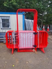 Fixed Leg Pedestrian Barrier Gated Walkway Powder Coated Red