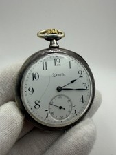 Antique Zenith Pocket Watch Silver 800 Mechanical Swiss 15 Jewels Working