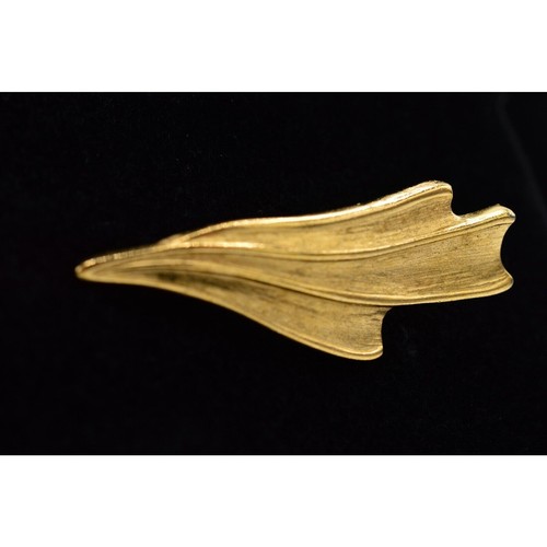 Vintage Bold Deco Pin Brooch Brushed Gold Abstract Textured Chunky 1980s Bin8 - 第 3/10 張圖片