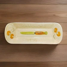 MCM 1960s Los Angeles Potteries 12" Serving Tray Crackers VTG California Pottery