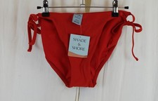 Shade  Shore Women's Side-Tie Cheeky Bikini Bottom Red Size Medium 8-10 