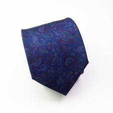 Edsor Kronen SÖR Krawatte Navy Blau Rot Paisley Madder Muster 100% Seide