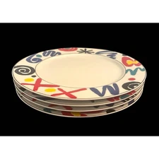 Vintage Set of 4 Studio Nova Dinner Plates Color Mural YA 056 Oven to Table EUC!