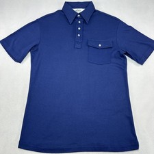 Vintage Woolrich Polo Shirt Mens Medium Navy Cotton Knit Pocket Made In USA Prep