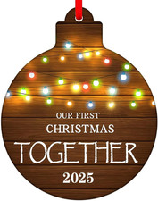 Our First Christmas Together Ornament 2025, 3" Rustic 1st Married Ornament, Xmas