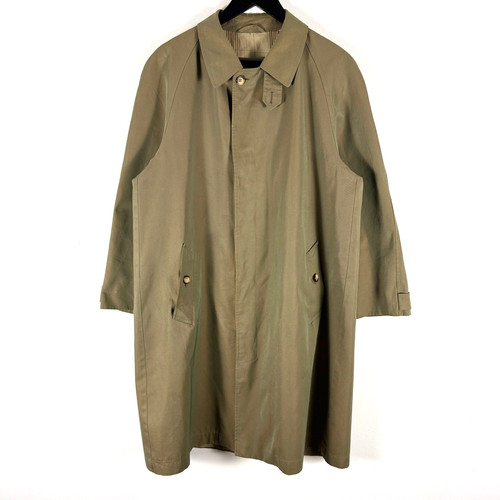 Ballantyne, Vintage Ballantyne Mens Trench Coat 40 Large Olive Iridescent Solaro Balmacaan