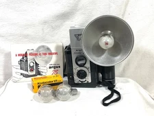 Vintage ARGUS 75 ROLLFILM  CAMERA w/ flash, Instruction bk, roll of film. TESTED