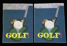 Vintage Golf Needlepoint Canvas Set of 2 w/Sports Emblem Booklet  Yarn