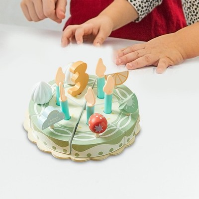 Wooden Birthday Cake Toy Pretend Play Creative Educational Learning Play Kitchen