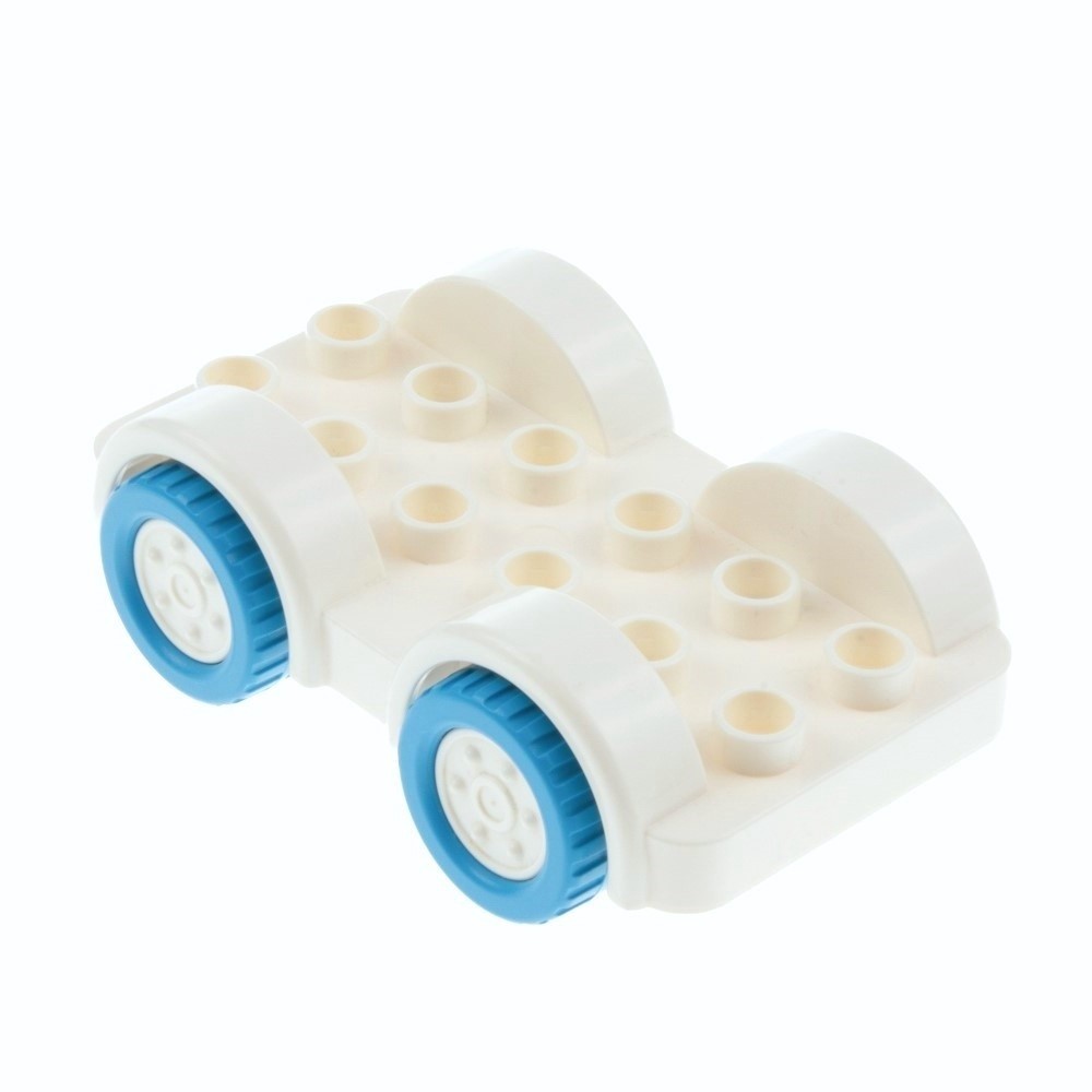 1X Lego Duplo Vehicle 2X6 White Wheels Dark Azure Blue Car Chassis 11841C05