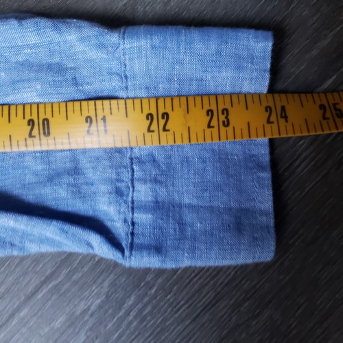 GAP Blue Linen Shirt Womens Sz L Roll Tab Sleeves Collared Button Front - Bild 13 von 13