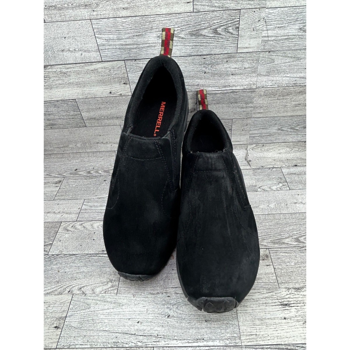 Merrell Jungle Moc Women Sz 11 Black Suede Slip On Shoes J60826 Dual Density