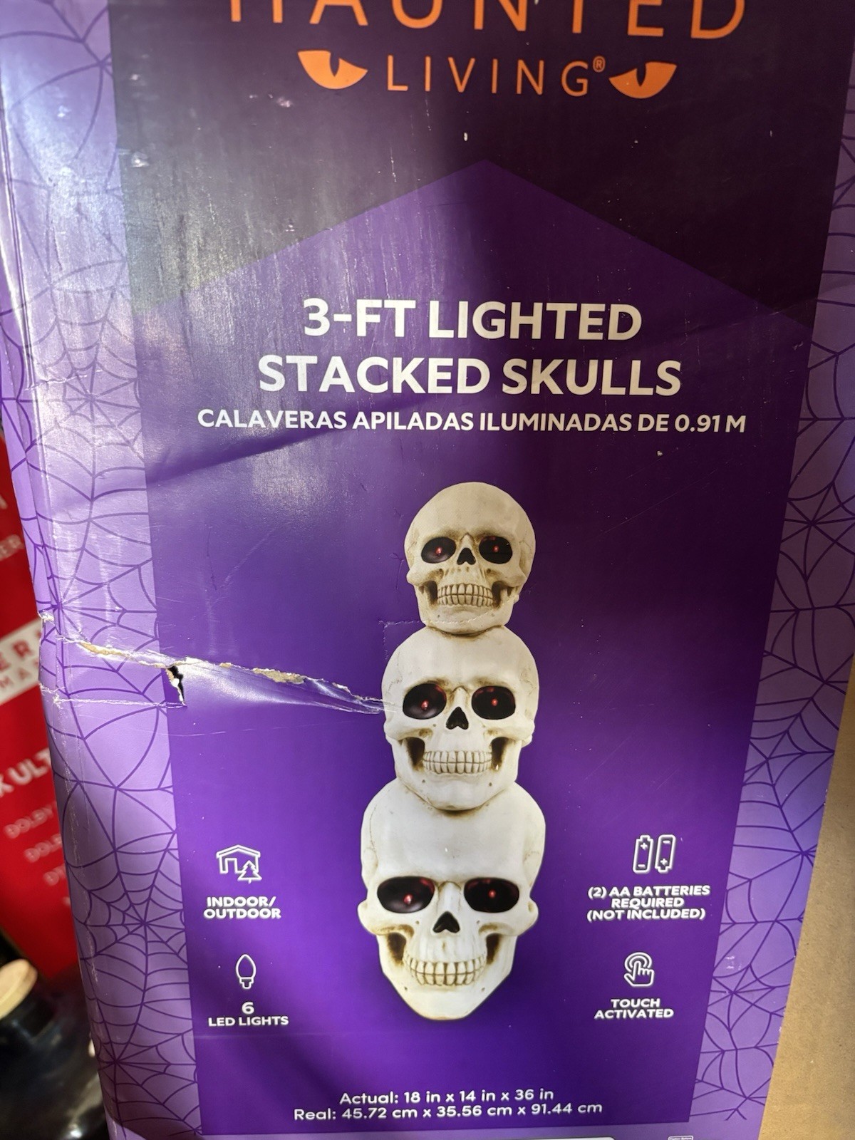 LOWES Haunted Living LED Skull Stack Halloween Prop Decoration Skeleton ...