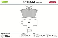 Valeo Bremsbelagsatz, Scheibenbremse 301474A FüR Renault Seat VW