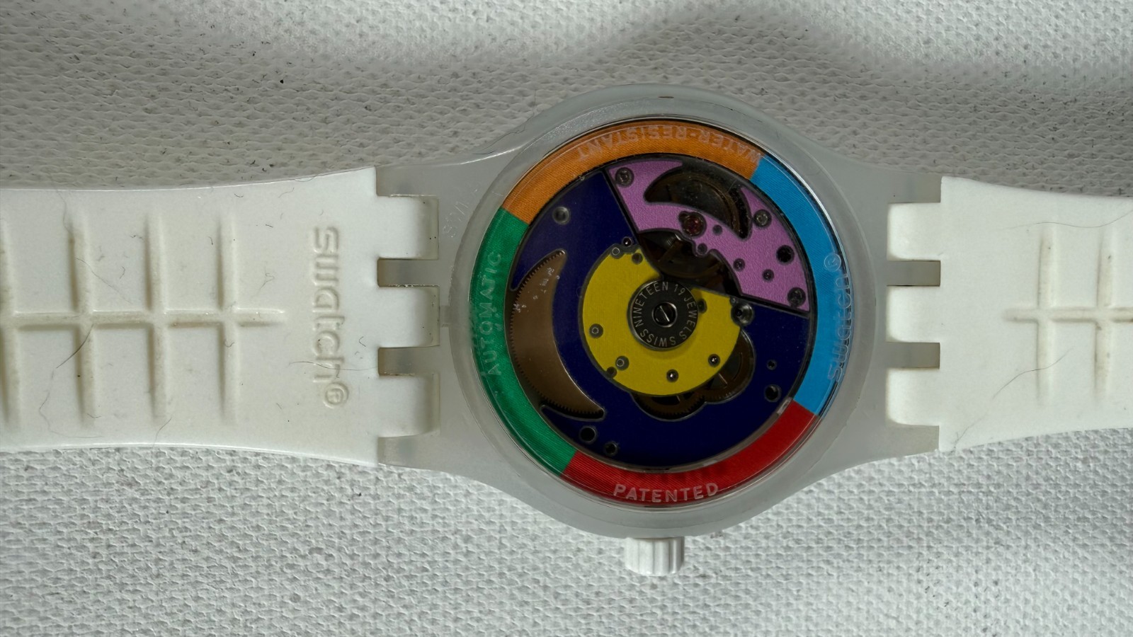 Swatch Automatic Transparent Case White Strap Swi… - image 9