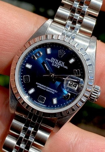 Rolex Date Women’s Watch SS 26mm Automatic Blue Circa 2001 Ref. 79240