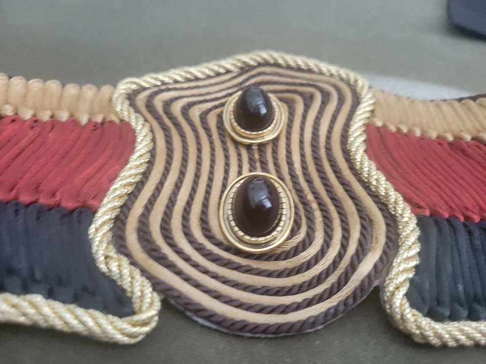 Vintage 70’s Or 80’s Wide Belt With Rope And Stones Embellishments - Image 3 of 4