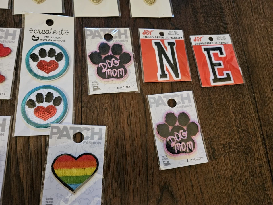 Iron On Patches Gold Cross, Letters Hearts, Alien Embroidered New Sealed - Image 4 of 4