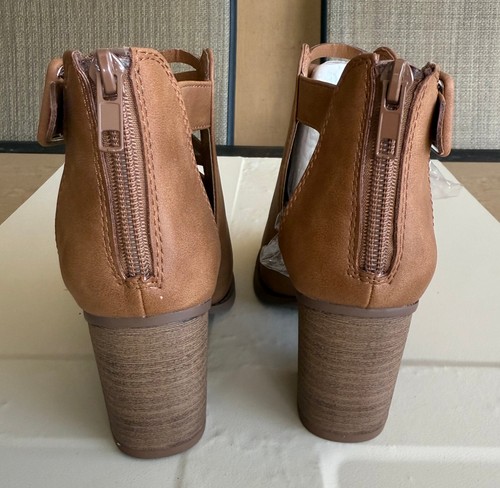 SODA DAMENSCHUHE/SANDALEN. GR: 6 BRAUN OPEN TOE HEEL KUNSTLEDER REISSVERSCHLUSS NEU - Bild 3 von 8