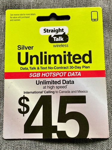 Straight Talk Refill Prepaid No-Contract 30-Day Unlimited Plan with 5GB Hotspot